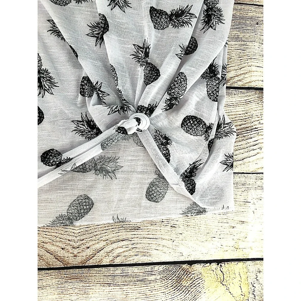 Miken Coffee & Sunshine Pineapple Print Swimsuit Cover-up Size Medium‎ NEW